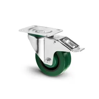 Adam Hall 372291  lSwivel Castor 100mm Heavy Duty with green Wheel and Brake