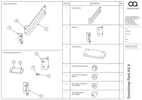 Optimal Audio Rack Kit A (Black) Rack ears and couplings